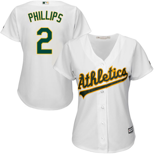 Athletics #2 Tony Phillips White Home Women's Stitched MLB Jersey